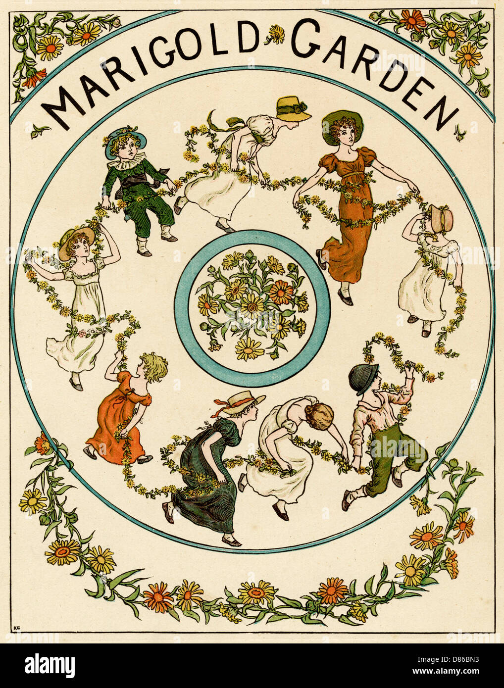 Illustration, Marigold Garden by Kate Greenaway Stock Photo Alamy