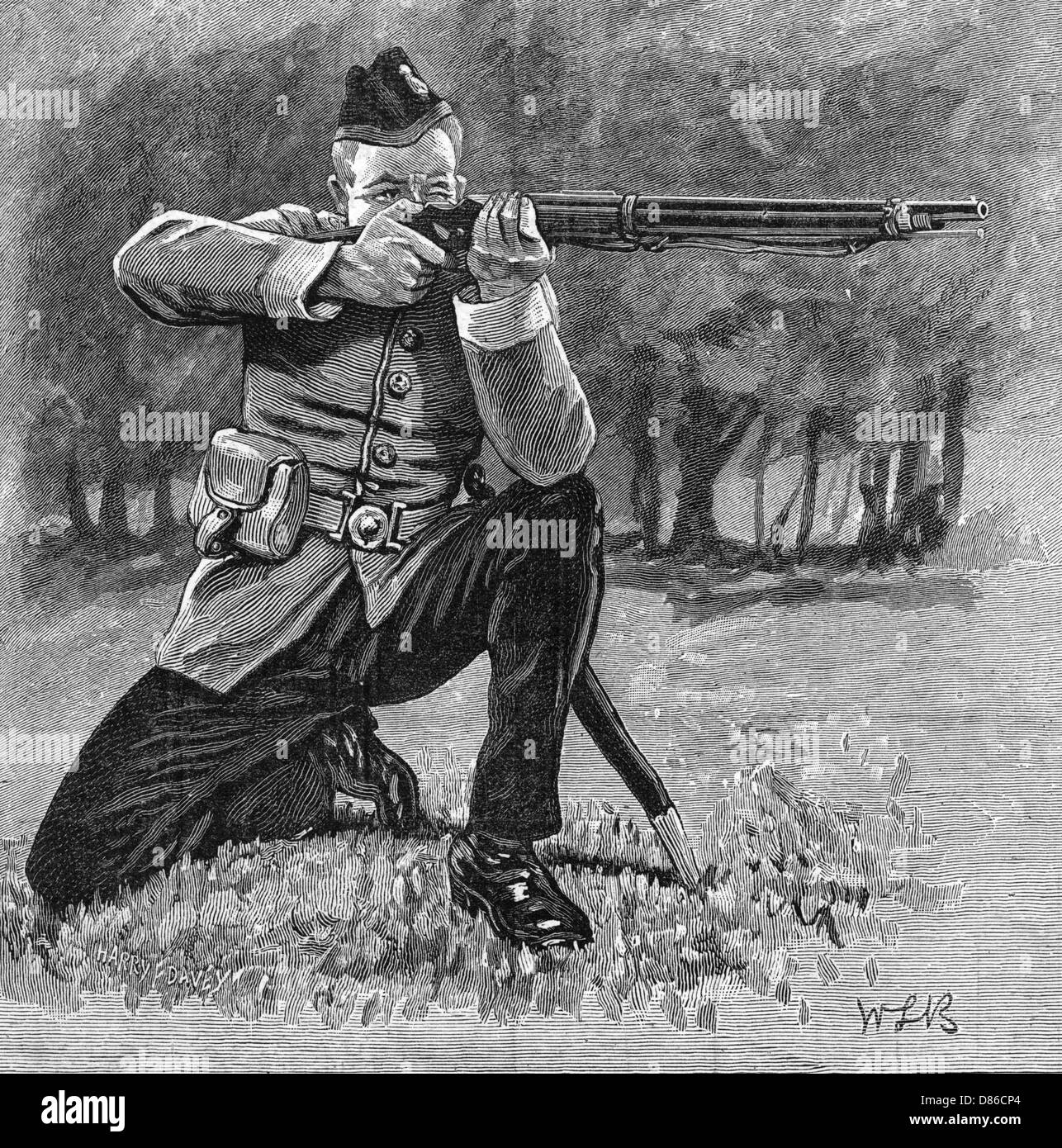 Rifle, kneeling position, 1892 Stock Photo