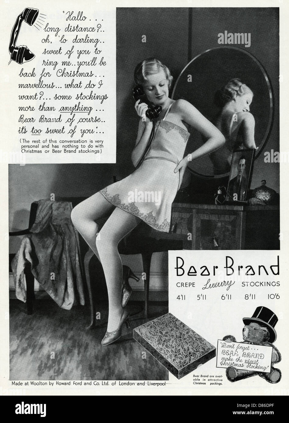Advert For Stockings By Bear Brand 1934 Stock Photo