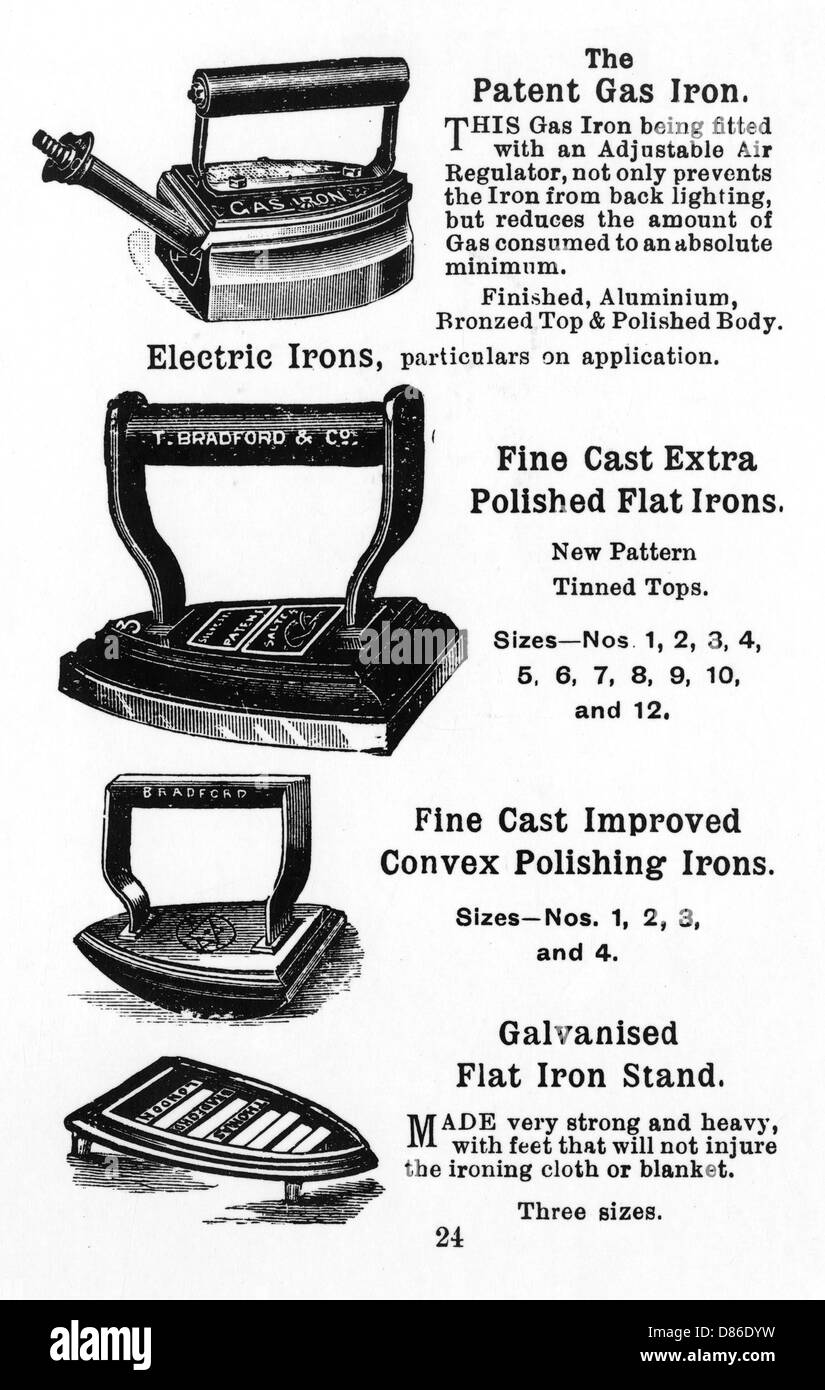 Laundry irons, 1923 Stock Photo Alamy