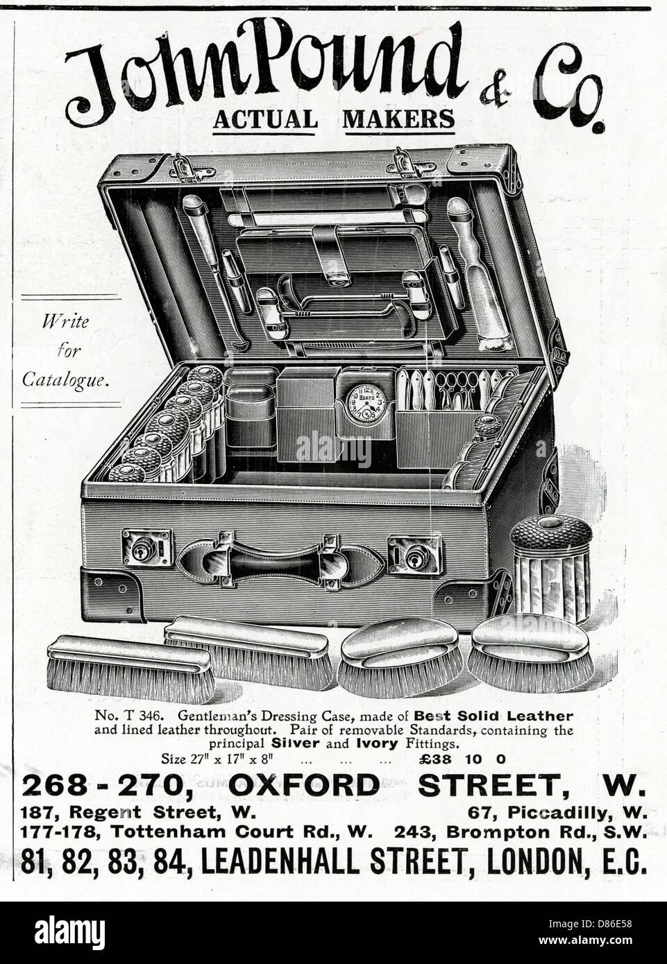 Advert for John Pound & Co dressing case 1914 Stock Photo