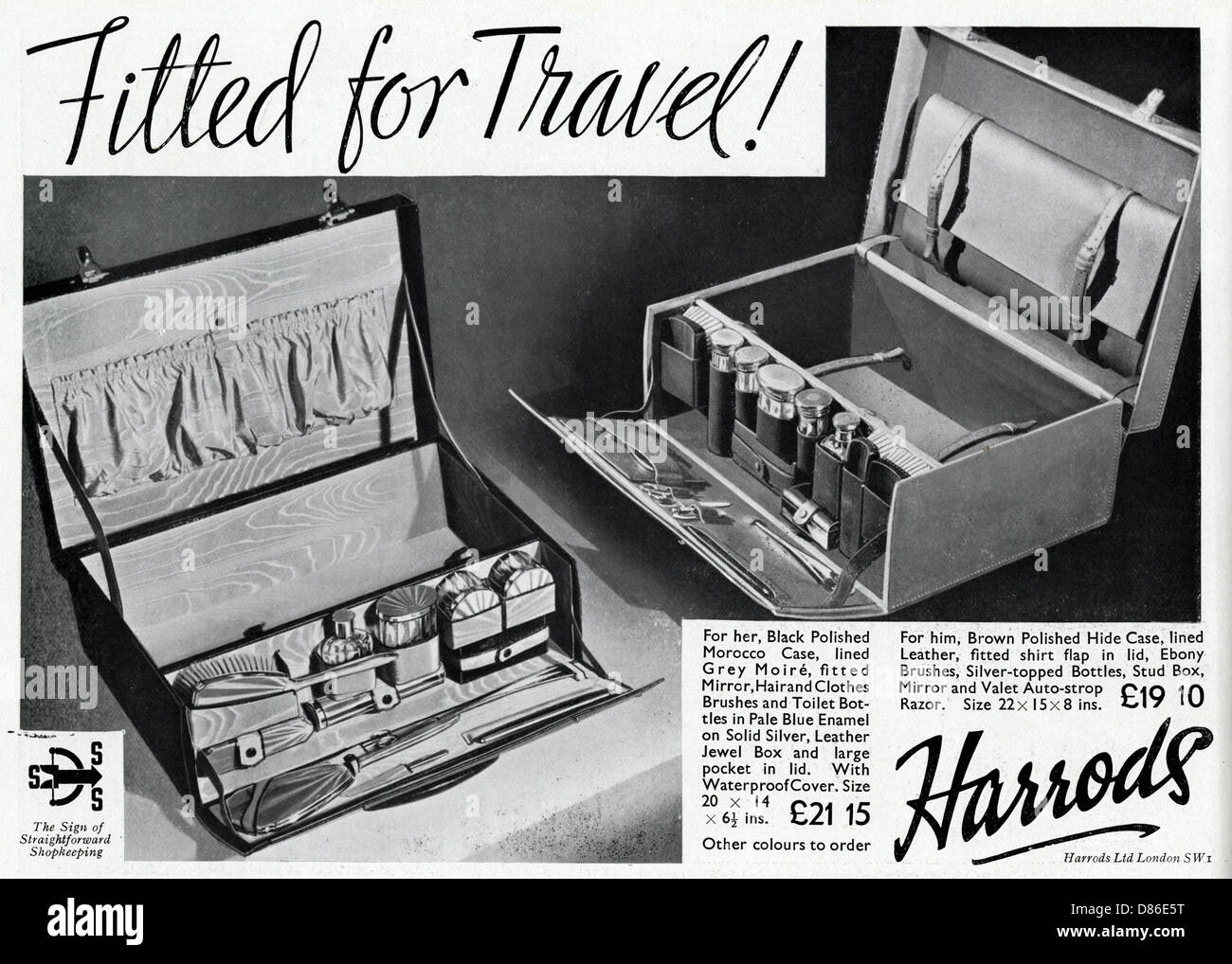 Advert for Harrods dressing case 1935 Stock Photo