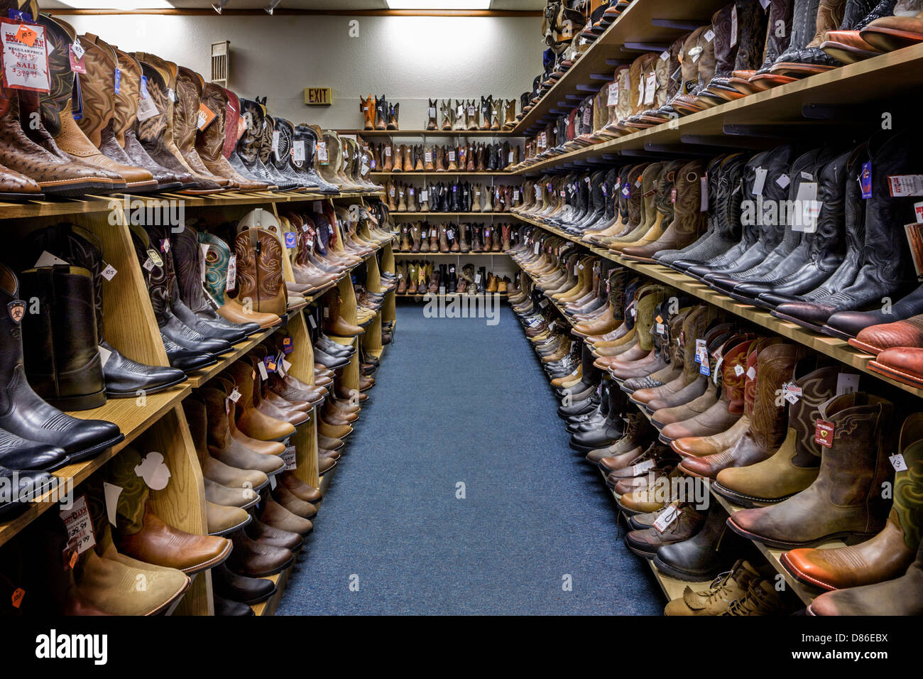 boots for sale at the Wrangler western wear store in Cheyenne, Wyoming Stock Photo - Alamy