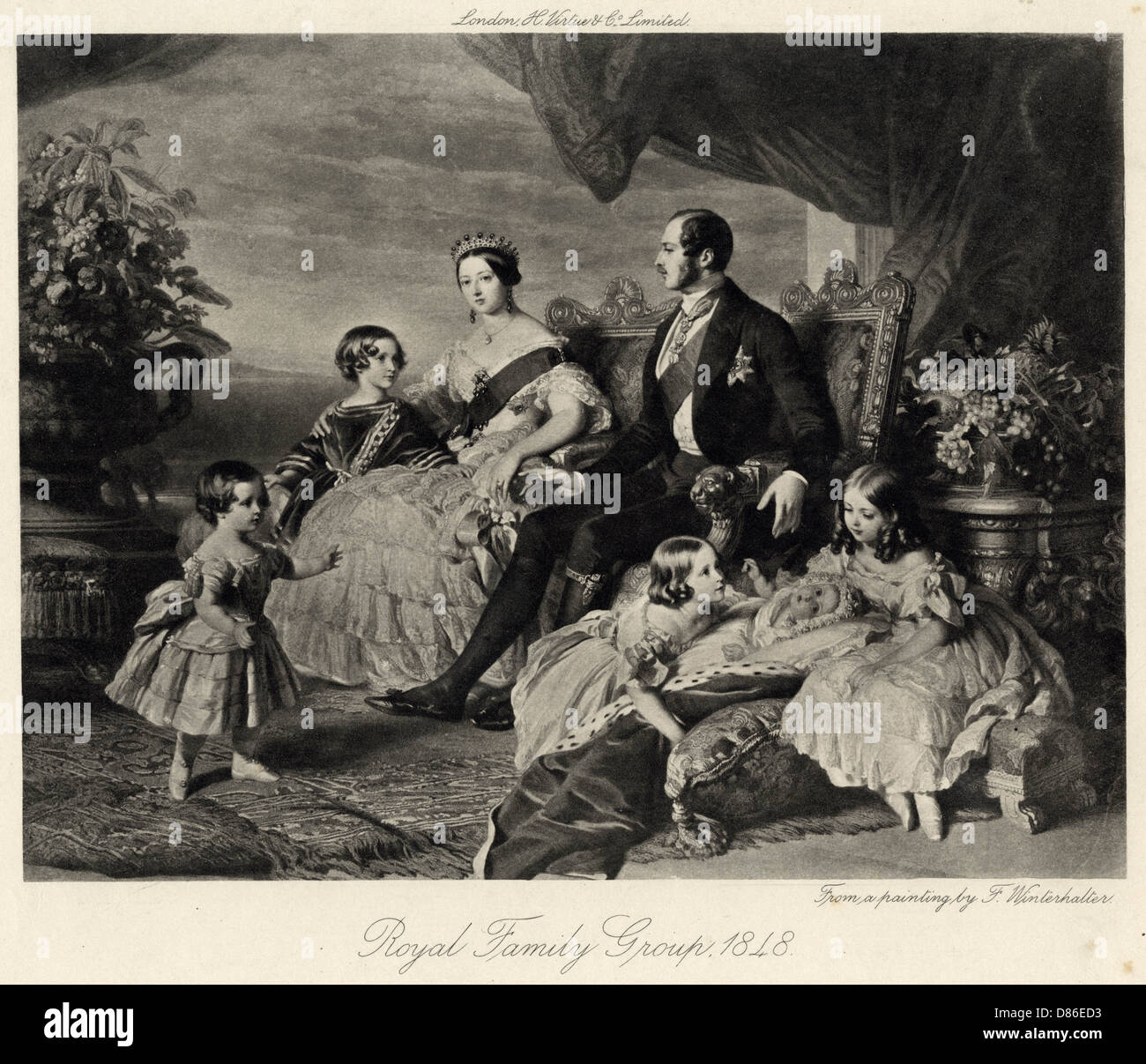 Queen Victoria with Albert and five children Stock Photo