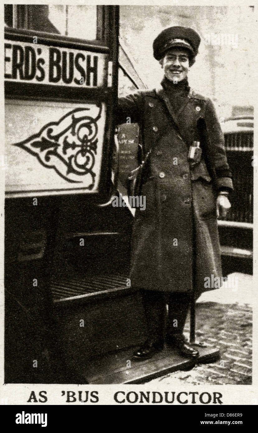 Woman bus conductor during WWI Stock Photo