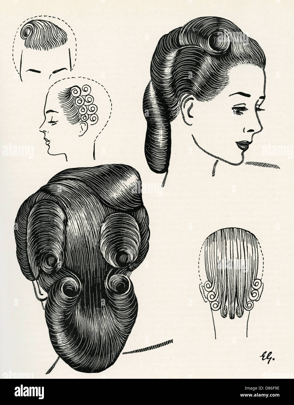 Compact Pageboy Bob Hairstyle Diagrams Stock Photo 56692090 Alamy