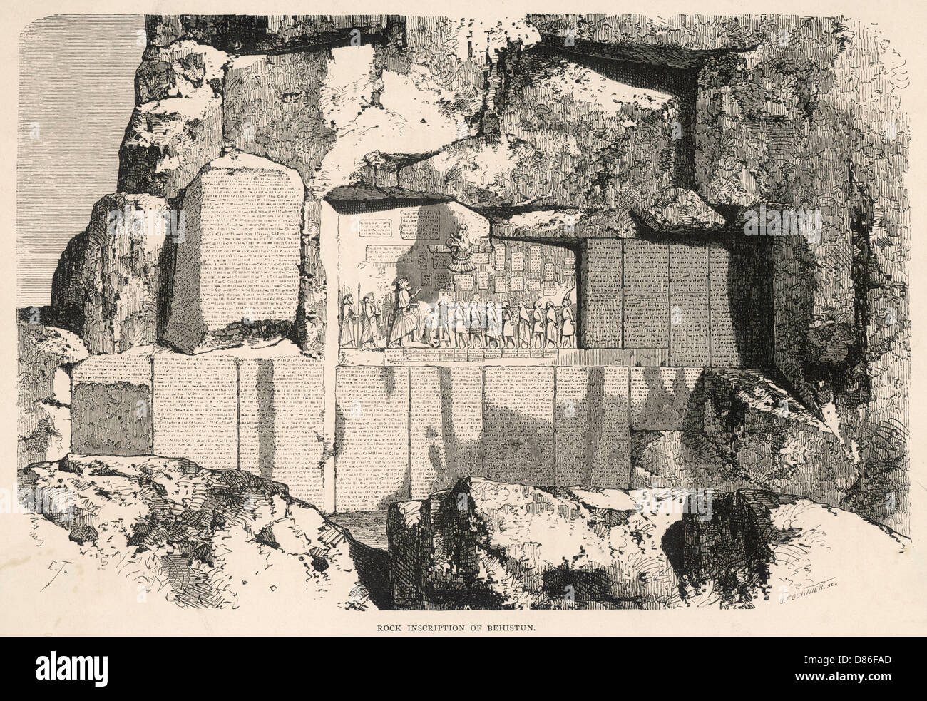 Inscription Carved In Bisutun Rock Stock Photo - Alamy
