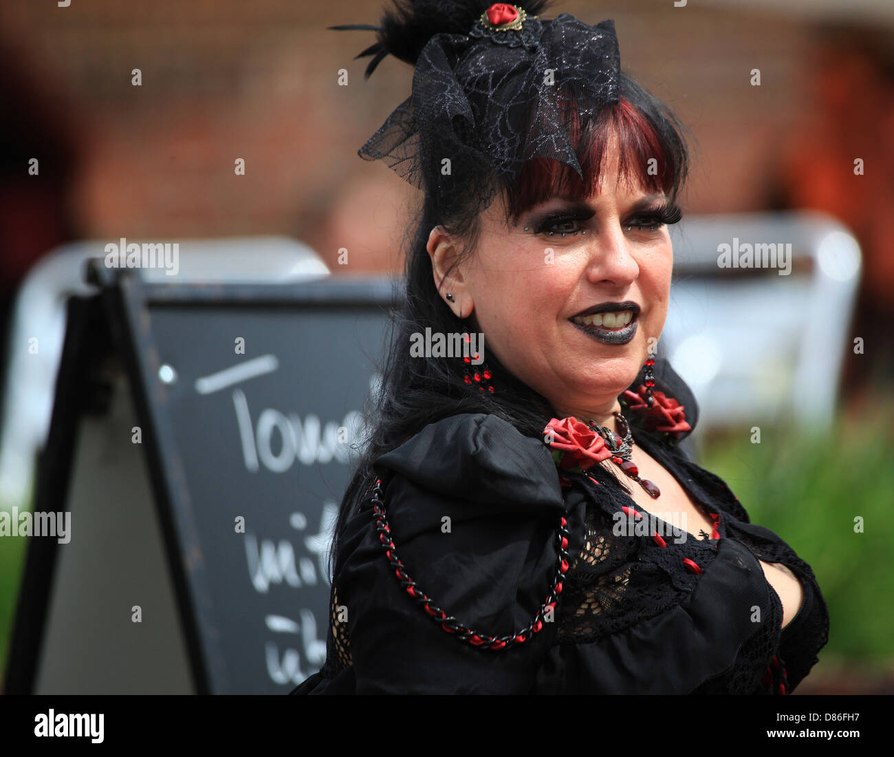Portrait of one of the visitors at the annual open air art and (dark) music festival Wave-Gotik-Treffen (WGT) in Leipzig,Germany Stock Photo