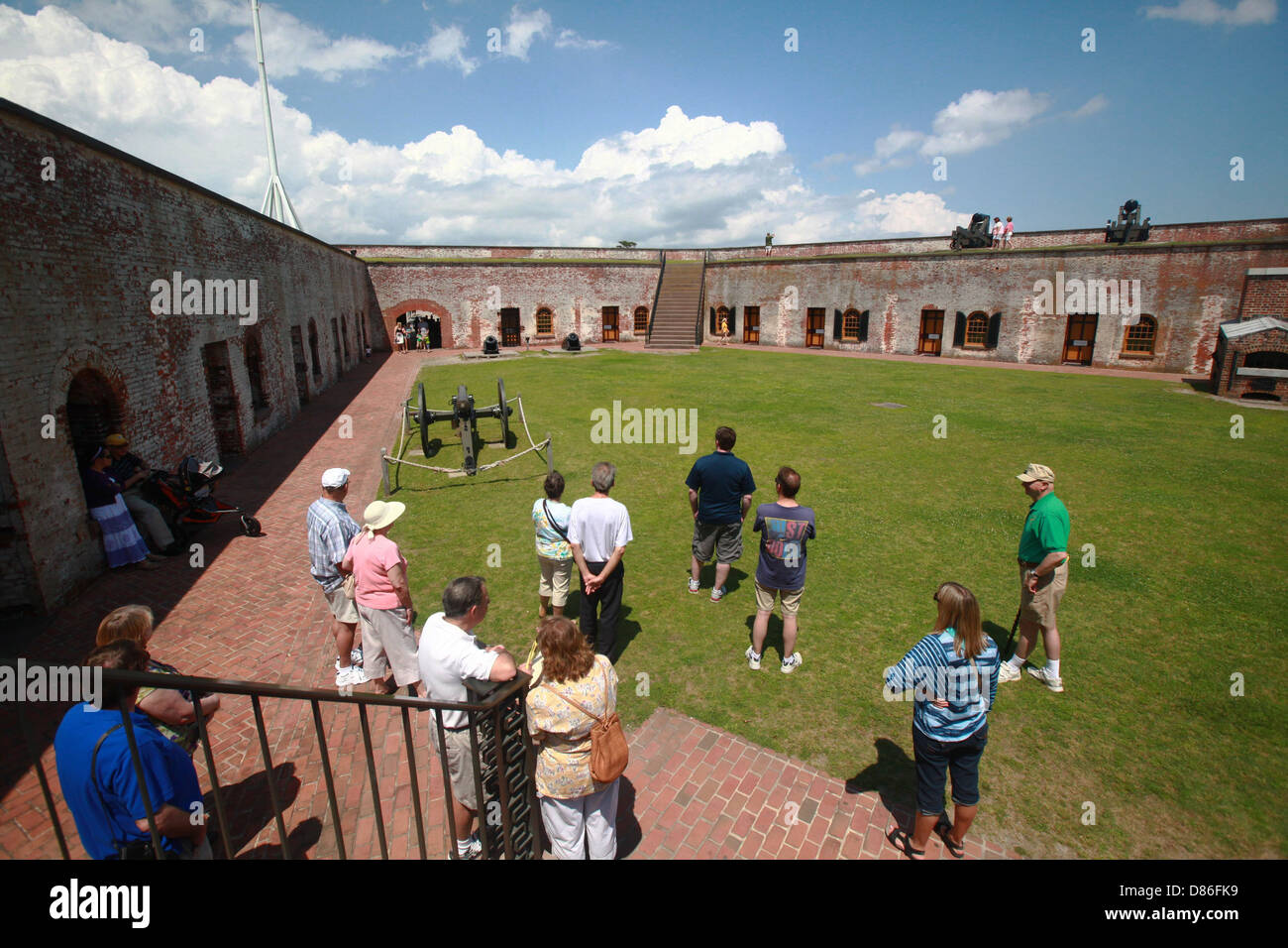 Tourists view Fort Macon State Park May 12, 2013 in Atlantic Beach, NC. Fort Macon was constructed after the War of 1812 to defend Beaufort Harbor. Stock Photo