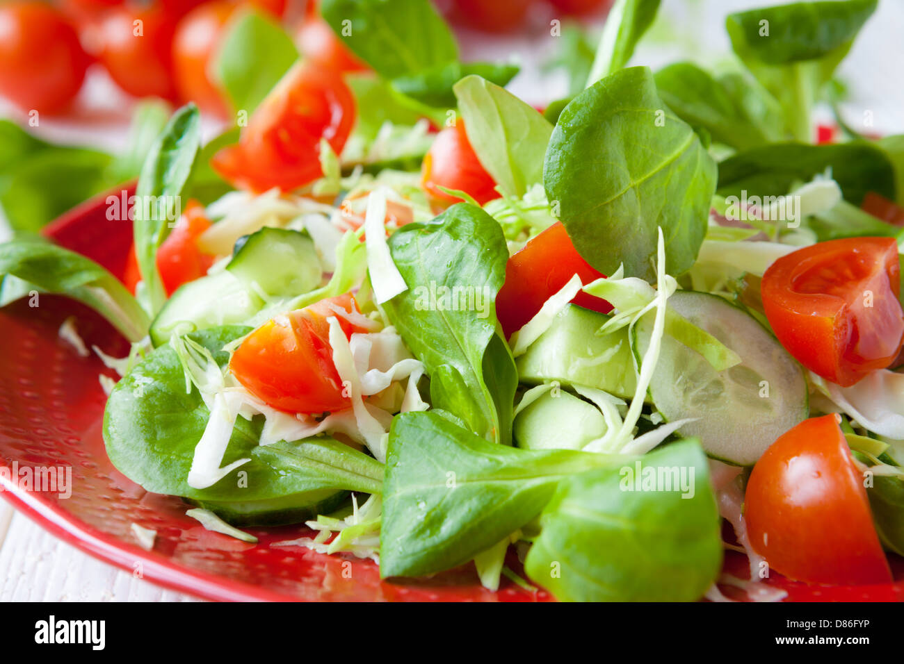 fresh spring salad with cabbage, food closeup Stock Photo - Alamy