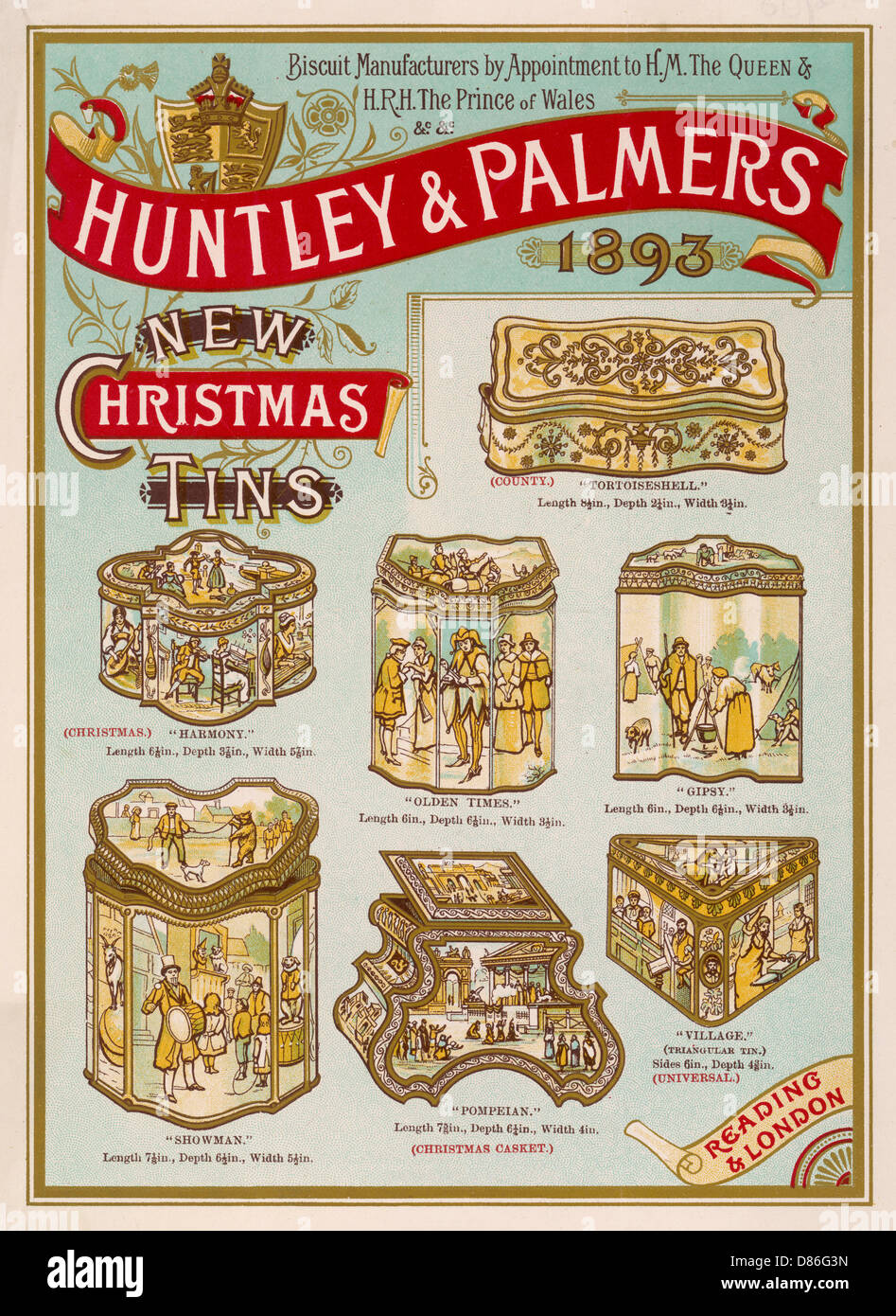 Huntley and Palmer's tin biscuits Stock Photo
