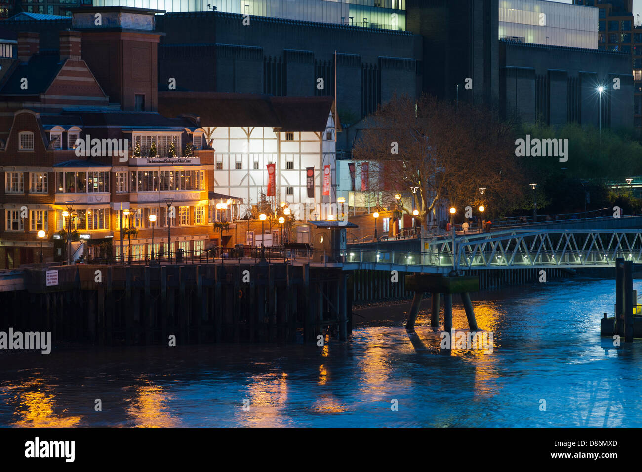 The Globe Theatre and Shakespeare Centre on the southern bank of the River Thames in London, England, UK. Stock Photo