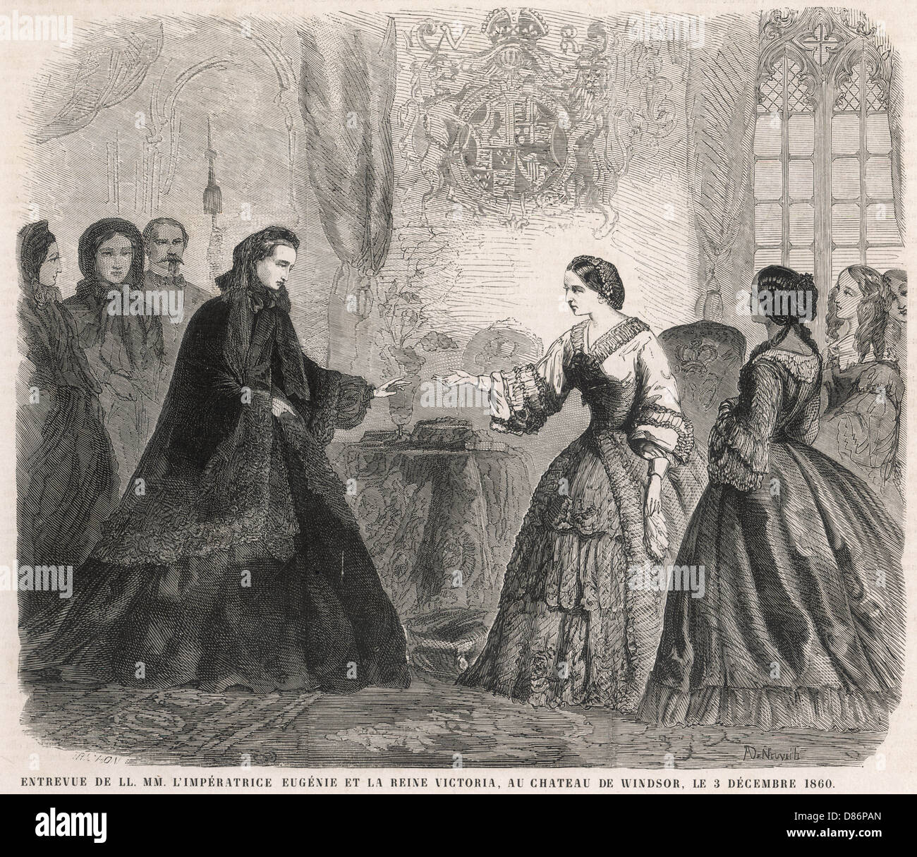 At the Paris opera , the Italian Theatre. Napoleon III with Empress Eugenie,  Victoria & Albert of England in loge / box - by Alophe 1855 Stock Photo -  Alamy