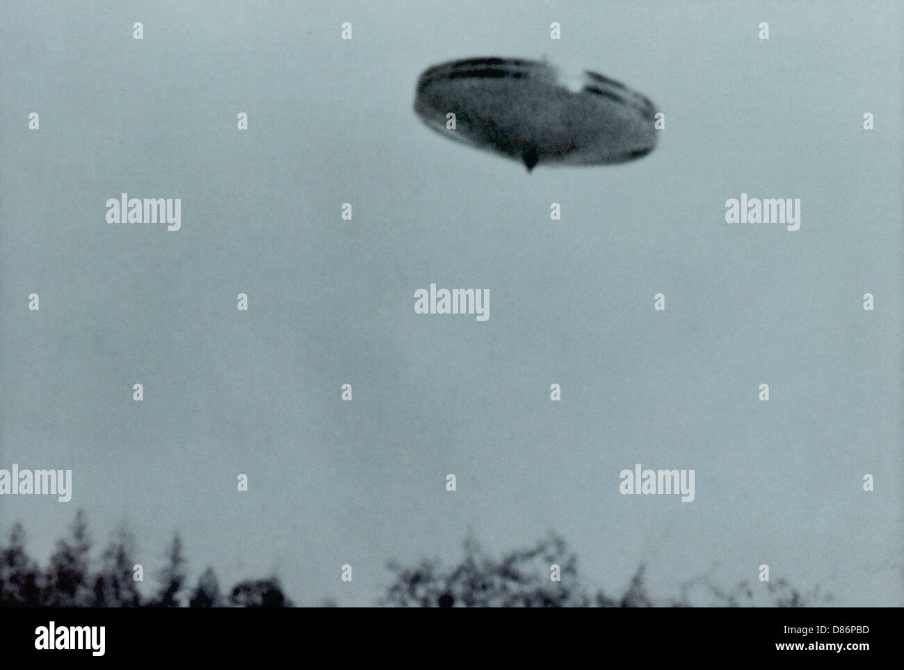 UFOs: film still by Daniel Fry of UFO over Merlin, Oregon. Stock Photo