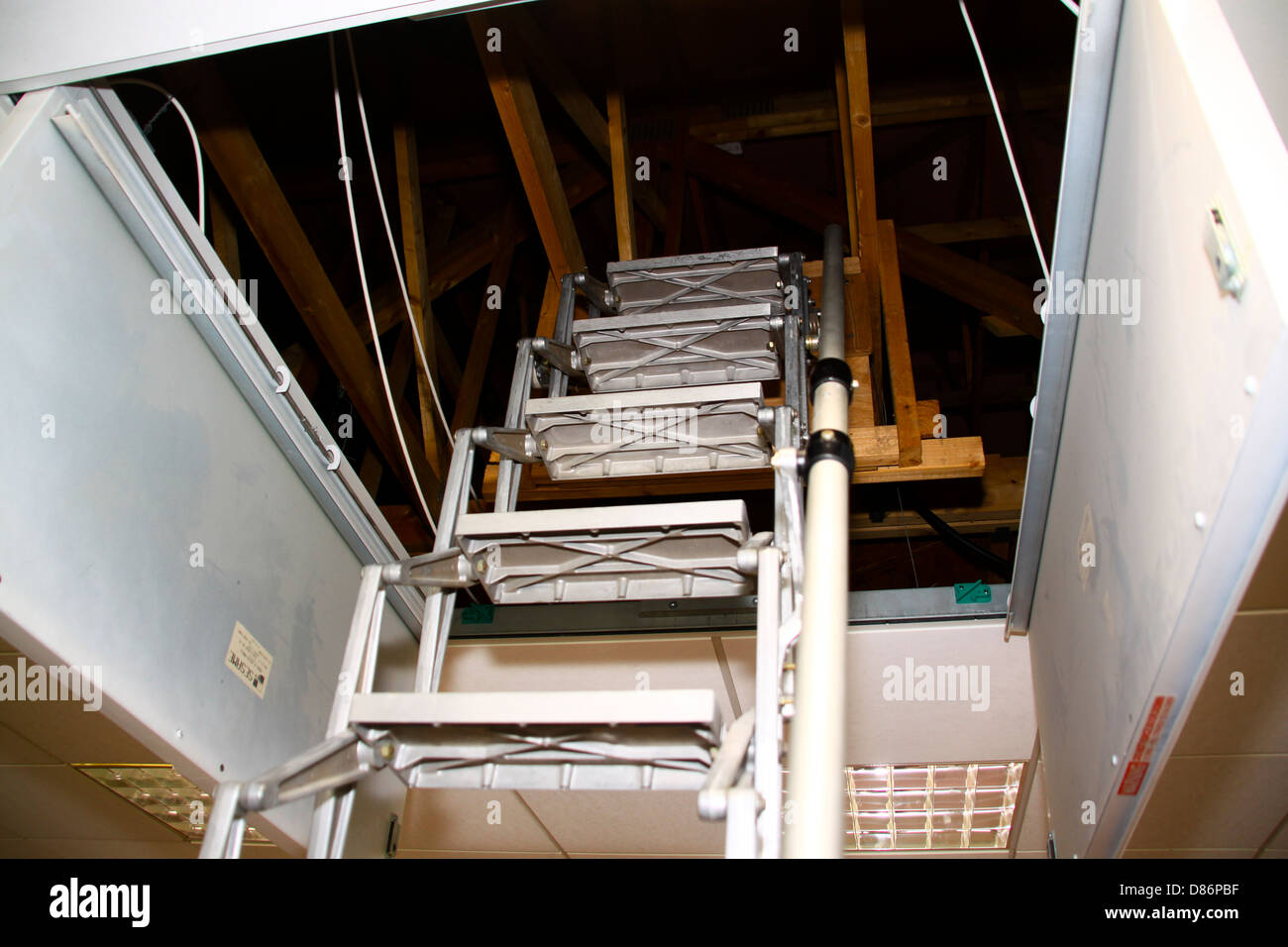 Aluminium loft ladder Stock Photo