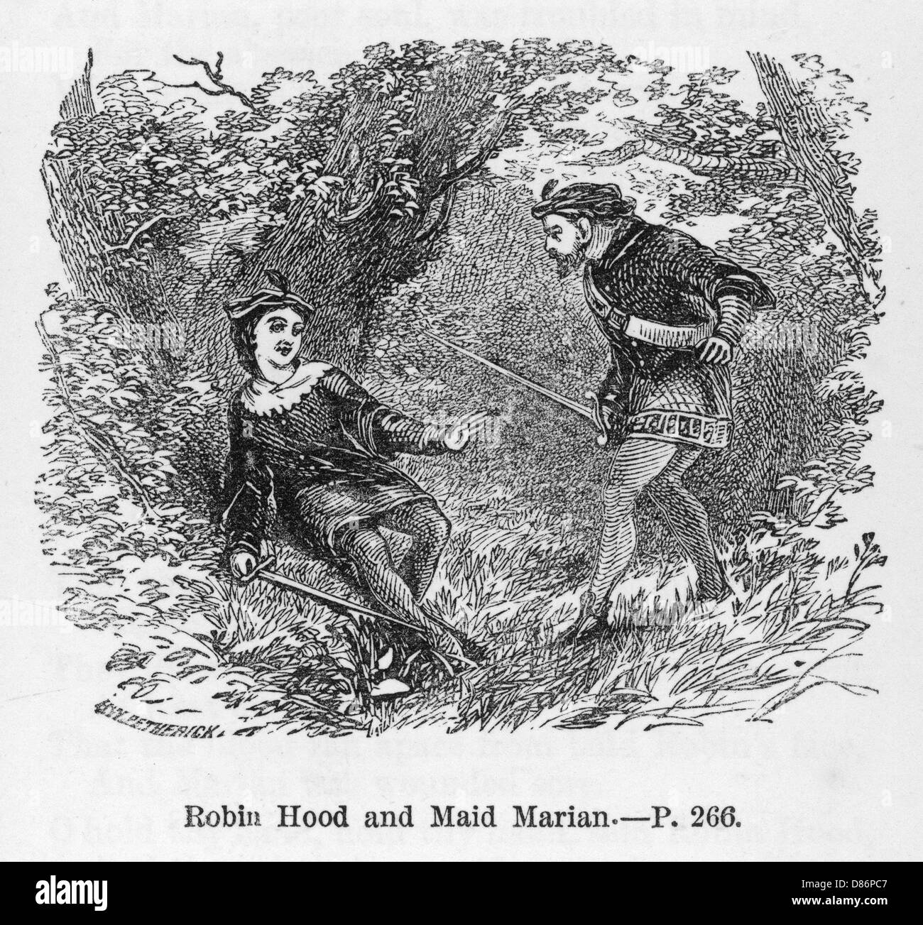 Robin Hood and Maid Marian, disguised as a boy. Stock Photo