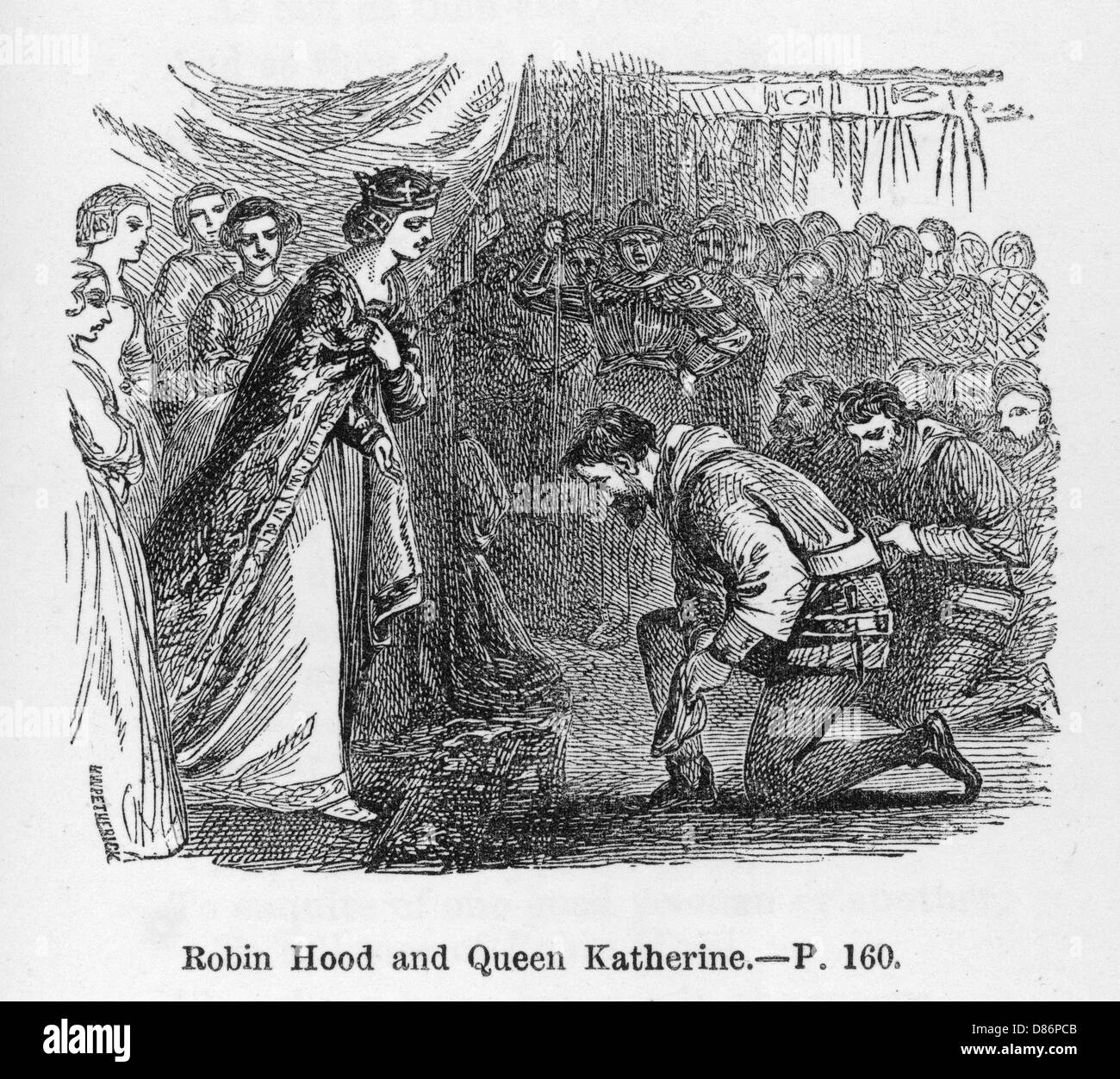 Robin Hood pardoned by Queen Katherine Stock Photo