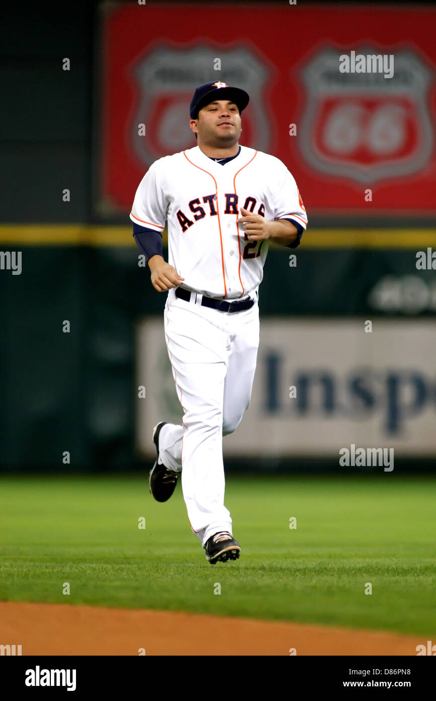 Houston, Texas, USA. 20th May 2013. Houston Astros infielder Jose Altuve  #27 jogs towards the bench prior to the MLB baseball game between the  Houston Astros and the Kansas City Royals from