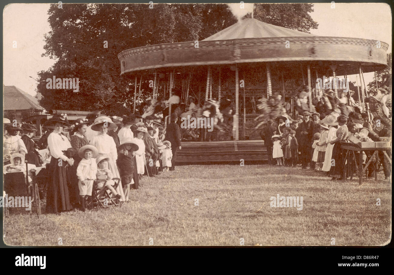 Postcard of a carousel Stock Photo