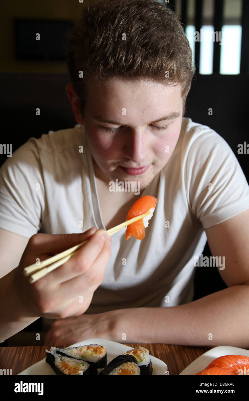 Eating Sushi Stock Photo Alamy