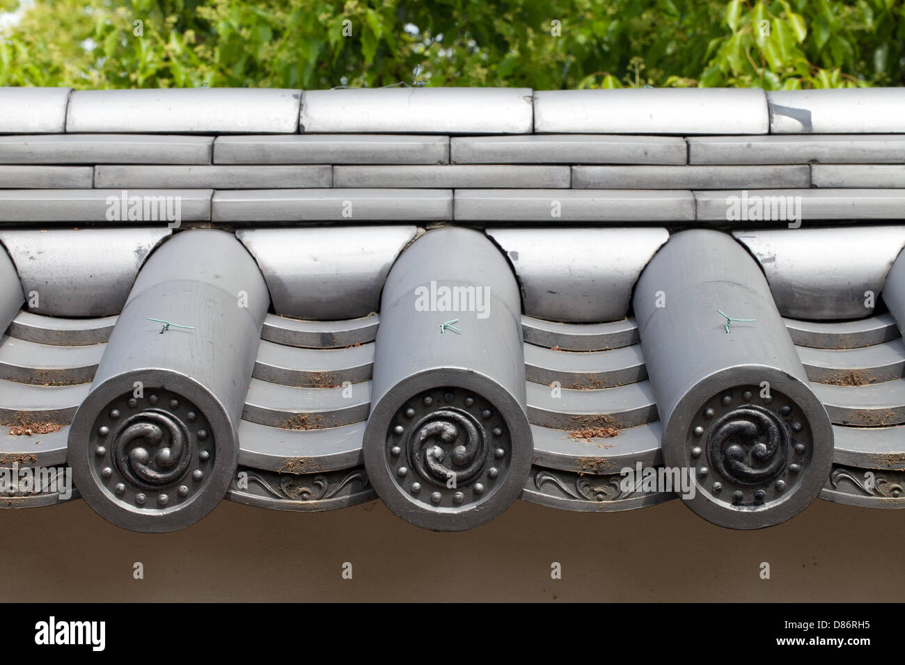 Detail of japanese temple roof tiles Stock Photo