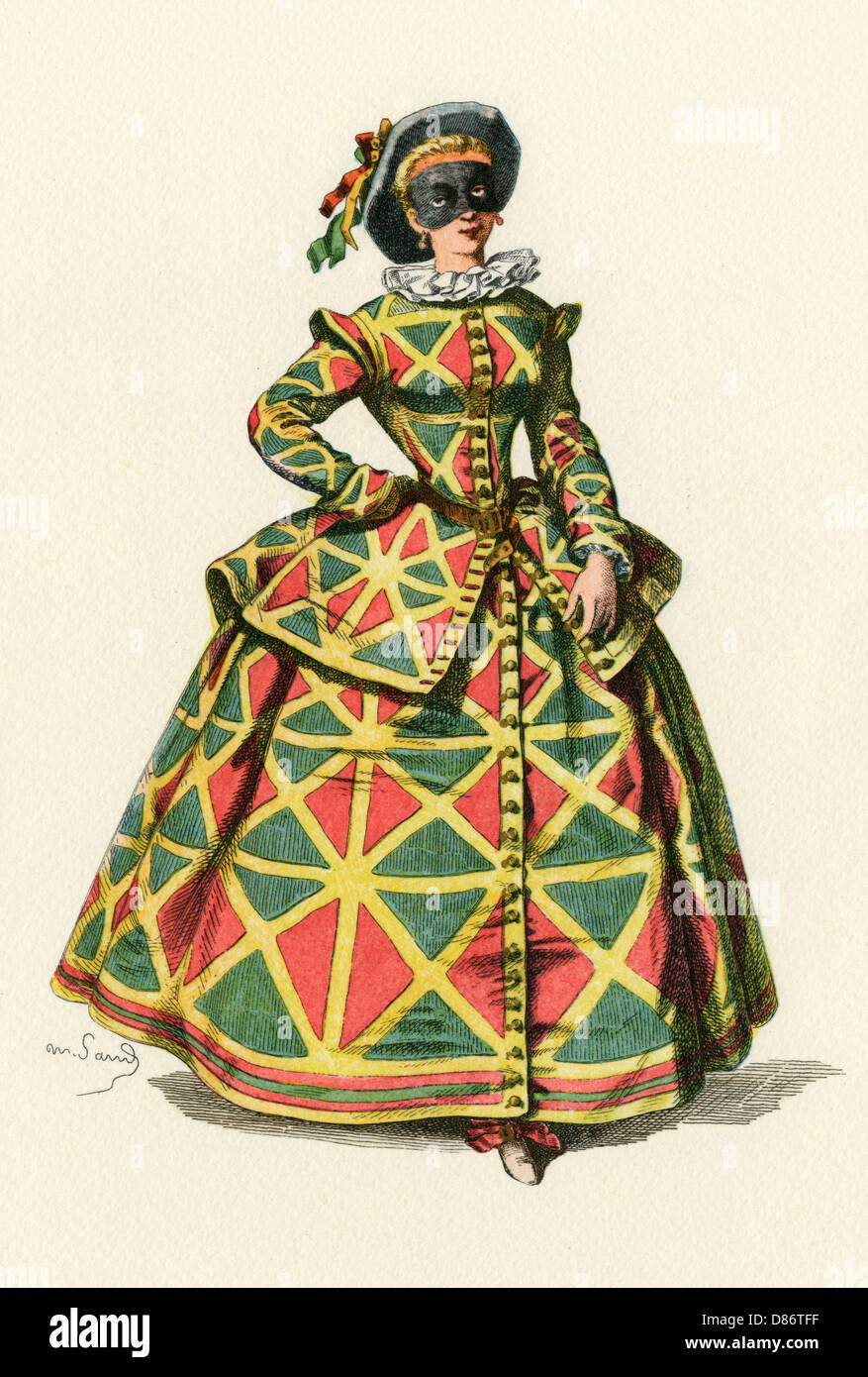 Harlequin - Female 1862 Stock Photo