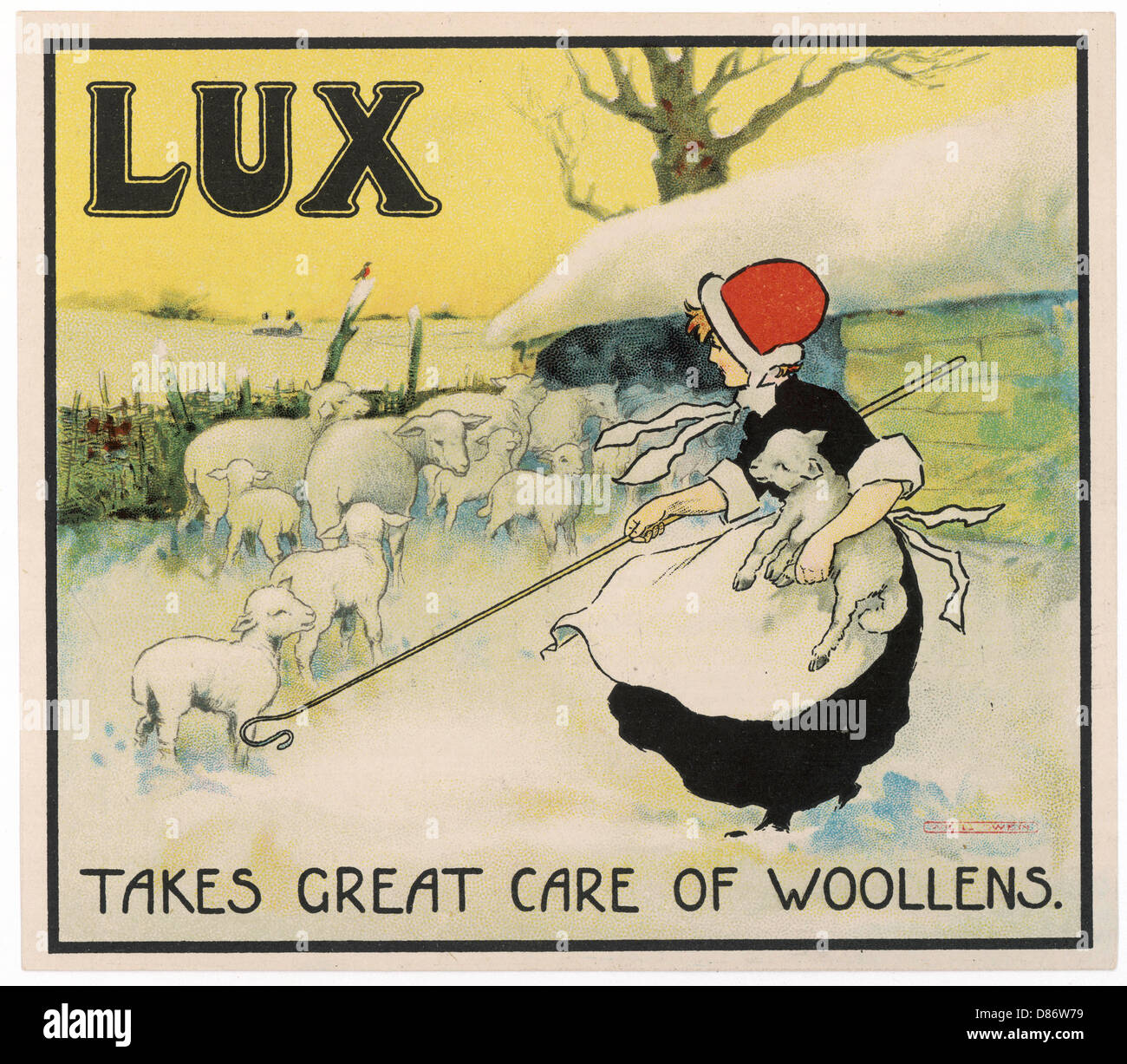 LUX SOAP/GIRL WITH SHEEP Stock Photo