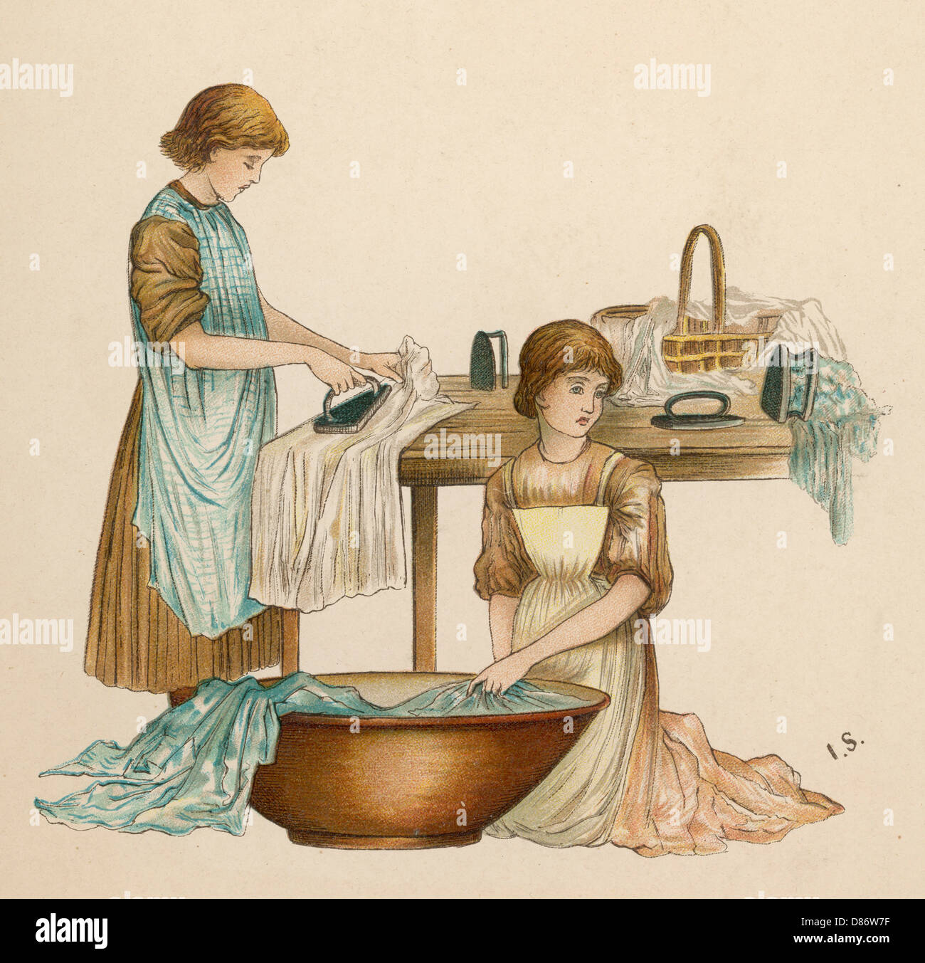 GIRLS WASHING & IRONING Stock Photo Alamy
