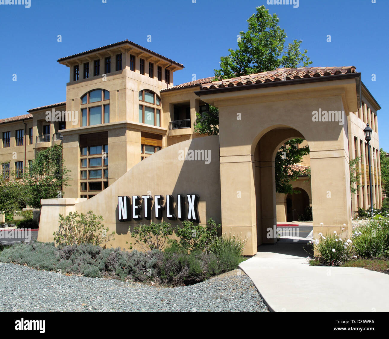 Netflix corporate headquarters at 100 Winchester Circle Los Gatos, California. Stock Photo