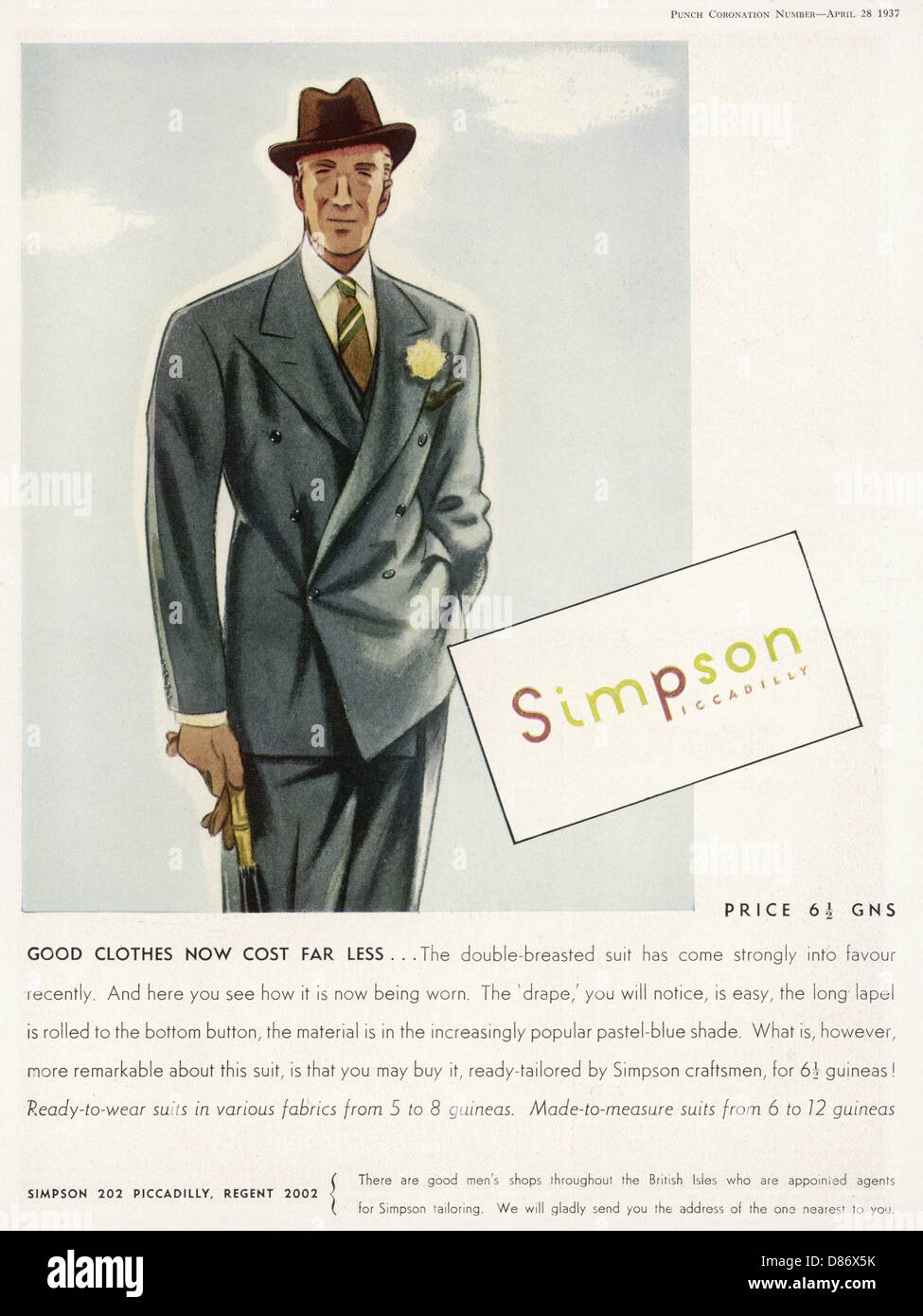 Simpson's Suit 1937 Stock Photo