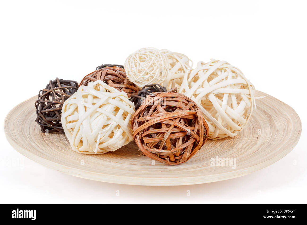 decorative wicker wooden balls on isolated white Stock Photo Alamy
