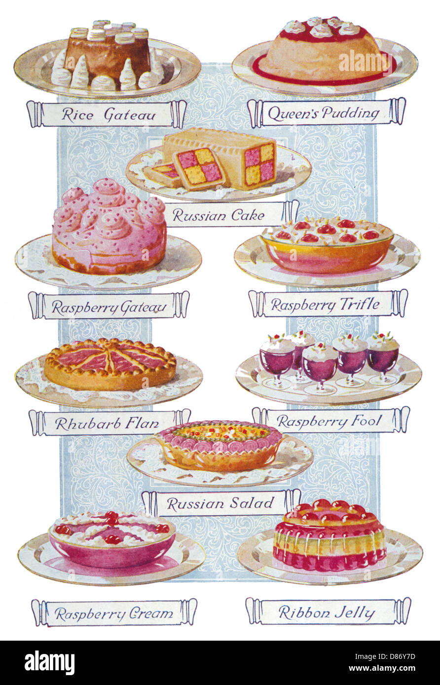 Assorted Desserts circa 1939 Stock Photo