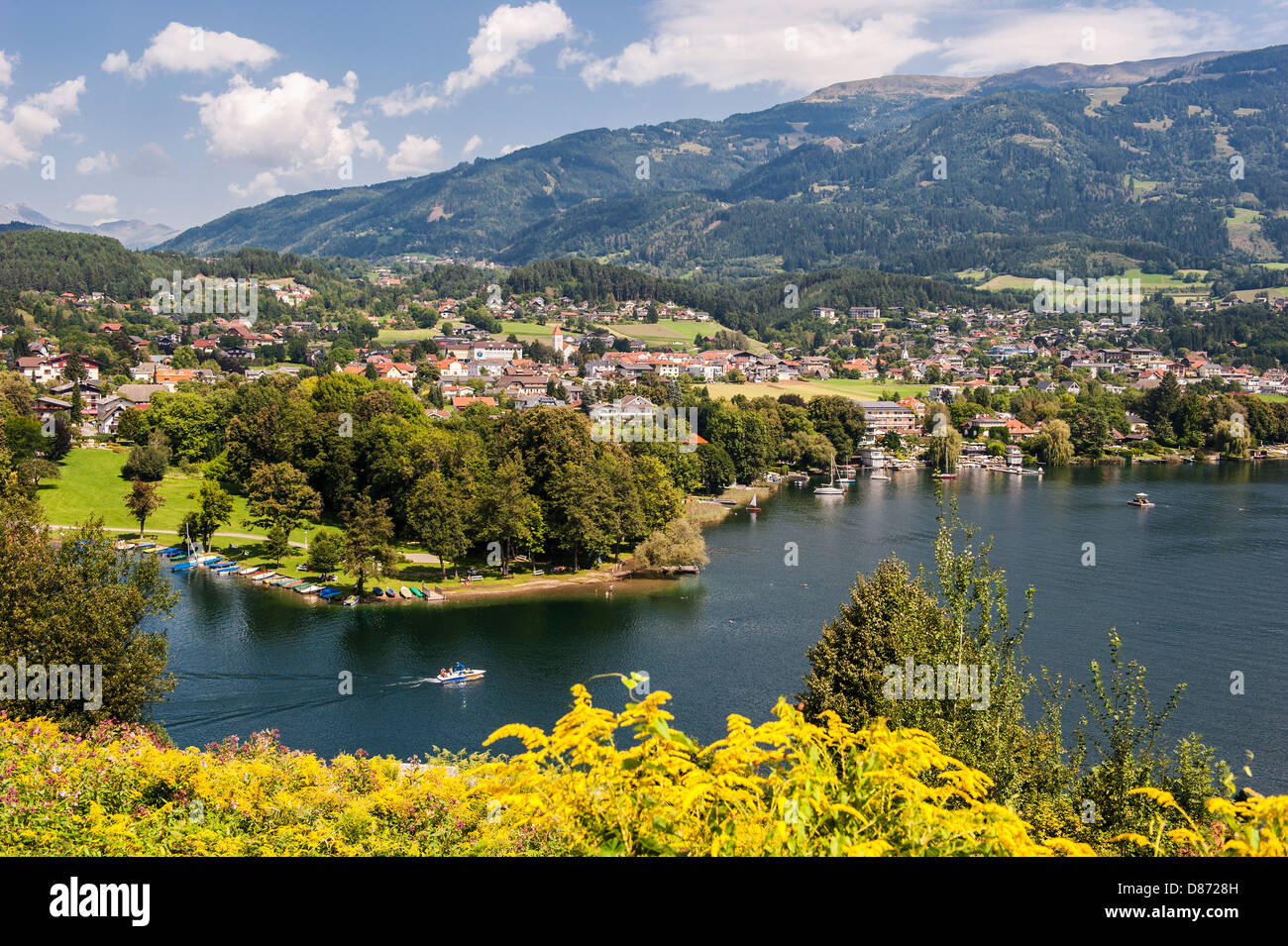 Austria, Carinthia, View of Millstatter See and Seeboden Stock Photo