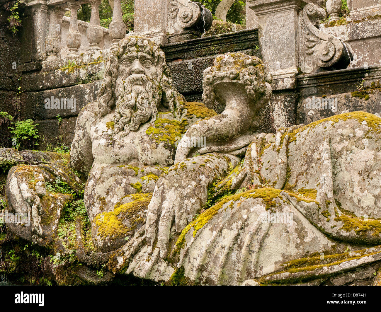 Statues in the fountain in the enchanting gardens of Villa Lante in Bagnaia, Umbria, Italy Stock Photo
