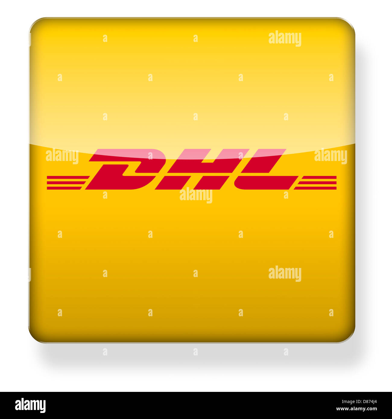 DHL logo as an app icon. Clipping path included. Stock Photo