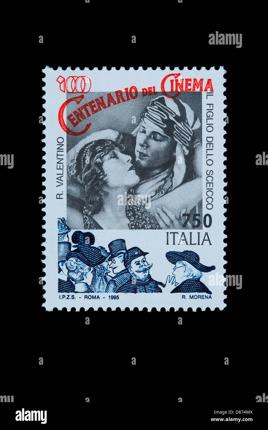 the century of cinema in an italian stamp Stock Photo