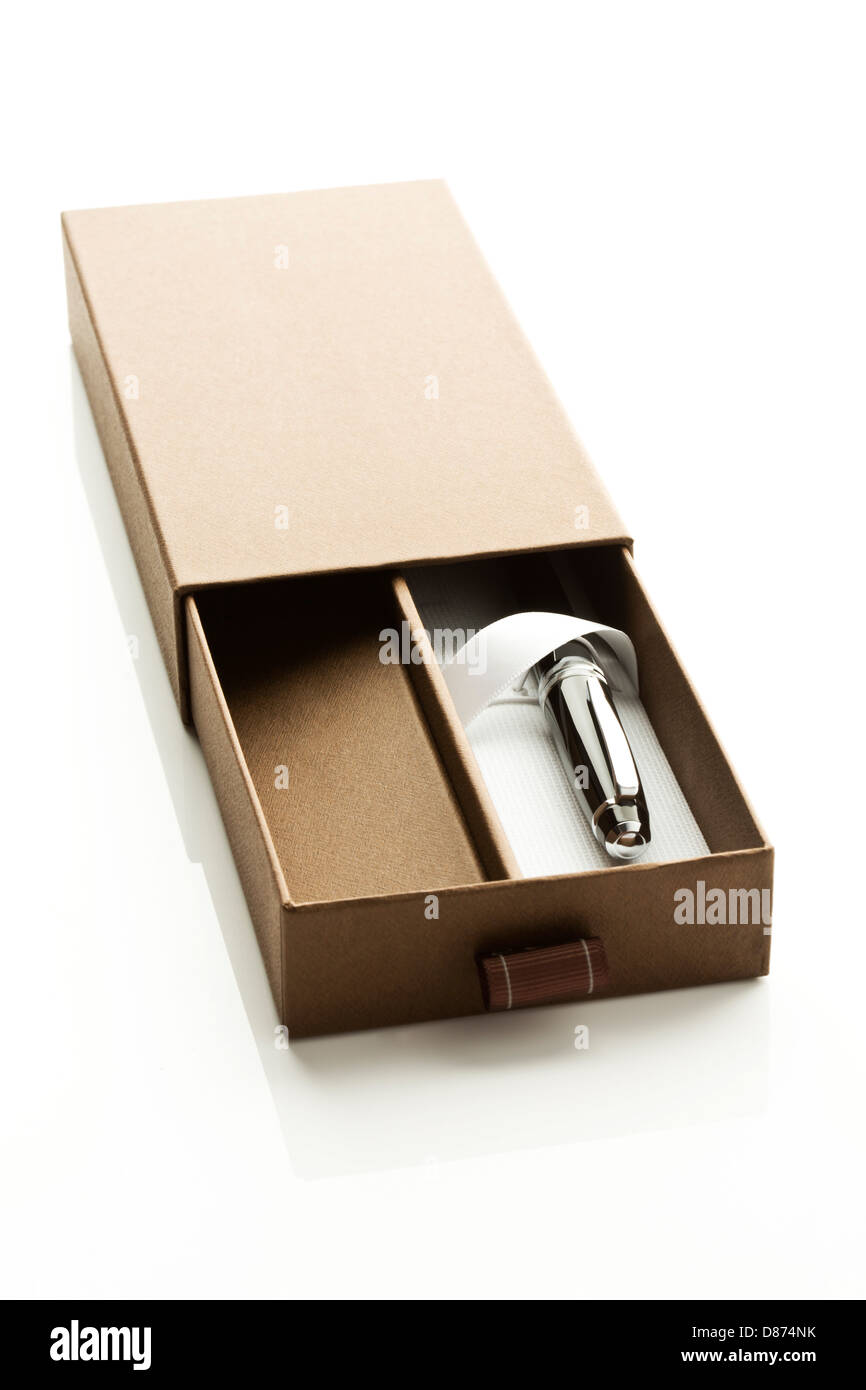 Fountain pen in box on white background Stock Photo Alamy