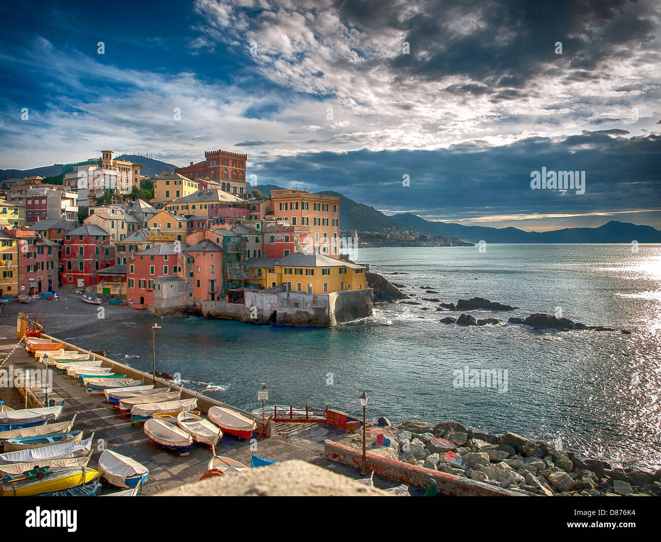 The old fishing village of Boccadasse Genoa Stock Photo Alamy