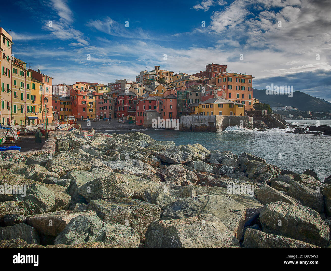 The old fishing village of Boccadasse Genoa Stock Photo Alamy