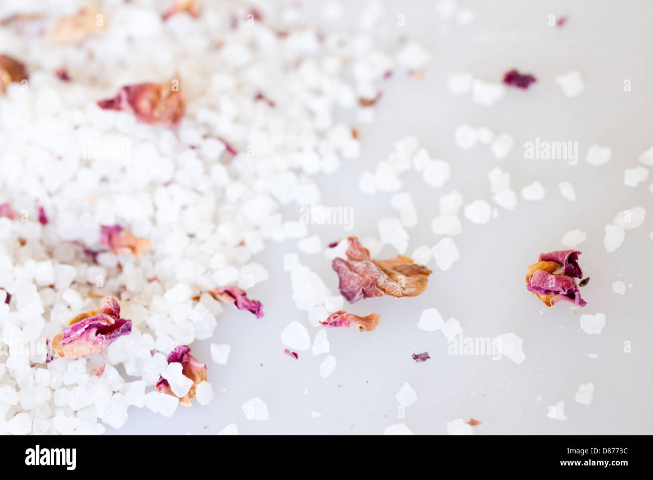 bath salt with rose petals Stock Photo Alamy