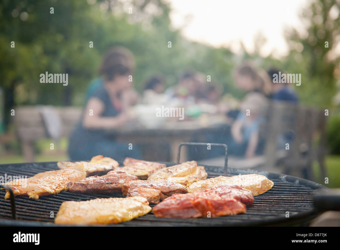 Germany, Berlin, Barbecue grill in garden Stock Photo Alamy