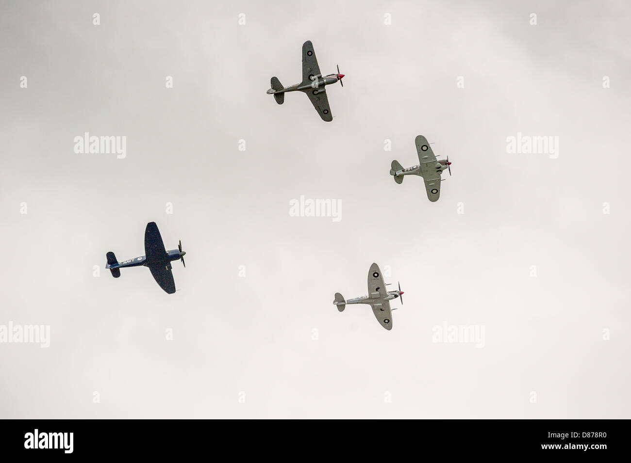 Vintage 'war birds' fly in formation at the Australian Air show in Avalon Victoria. Stock Photo