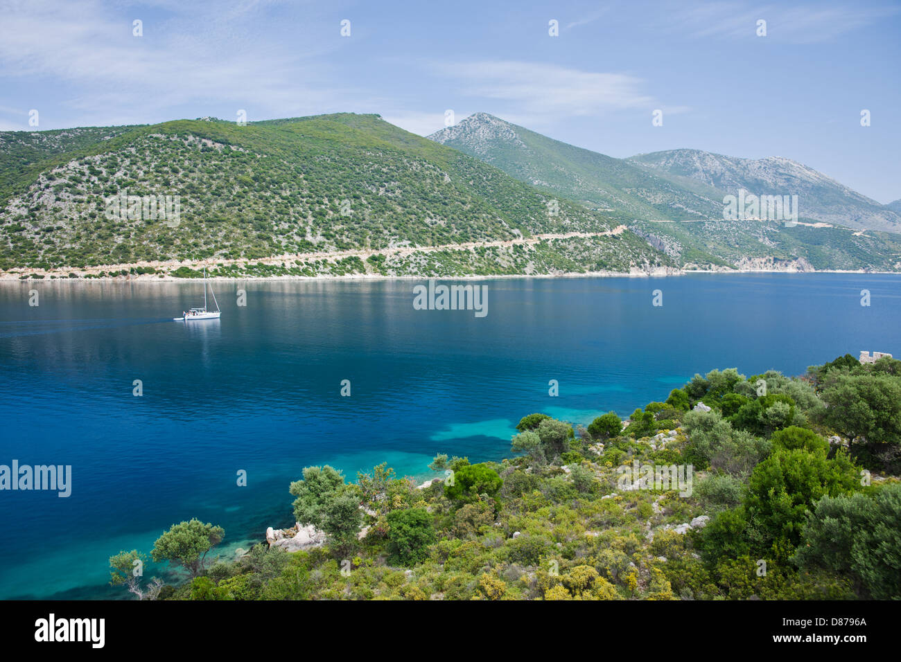 Sailing yacht & Ionic Islands, Greece Stock Photo
