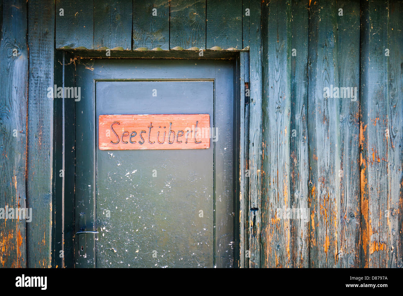 Austria, Door detail of beach bar at Zell am Moos Stock Photo