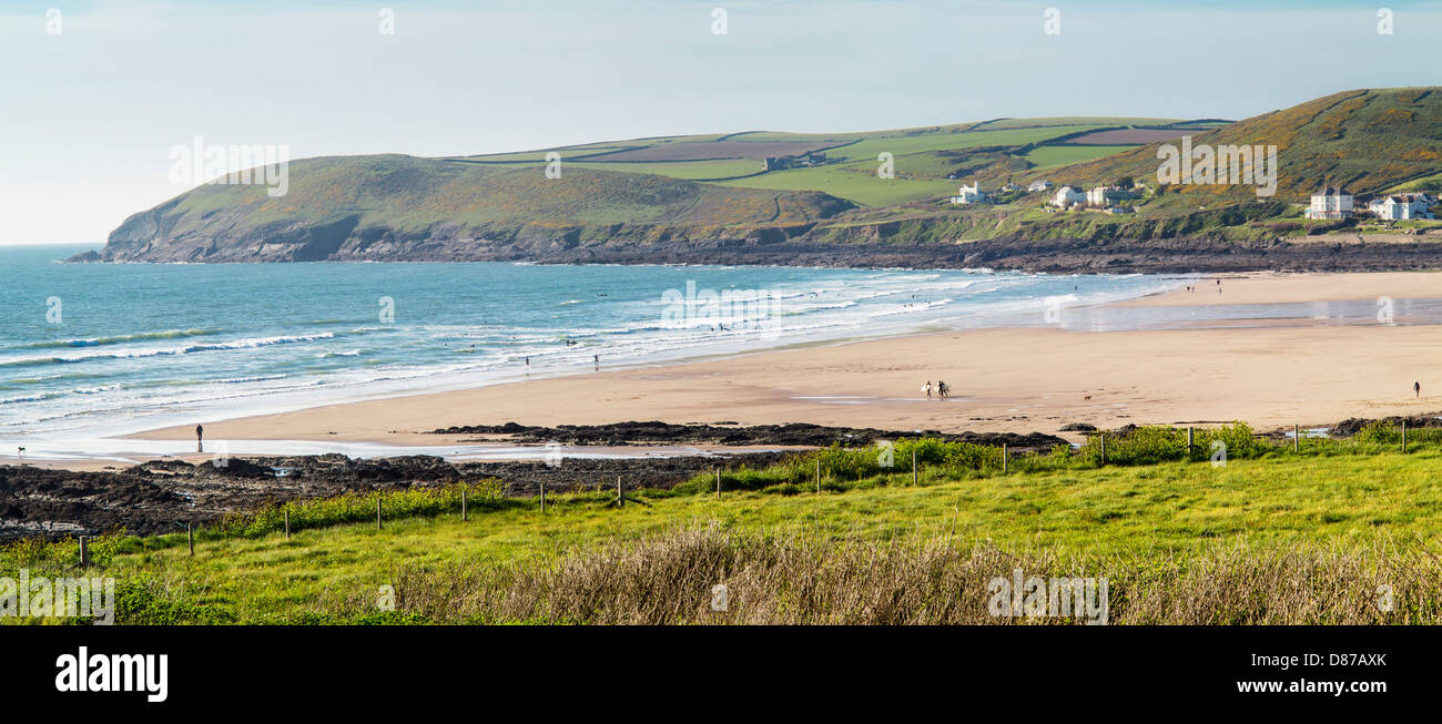 Croyde Bay showing beach and sea in North Devon, England Stock Photo