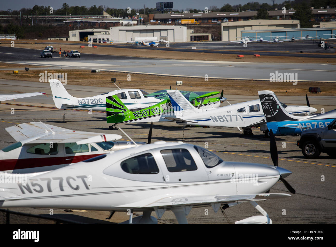 Private aircraft on the tarmac of a small regional airport Stock Photo ...