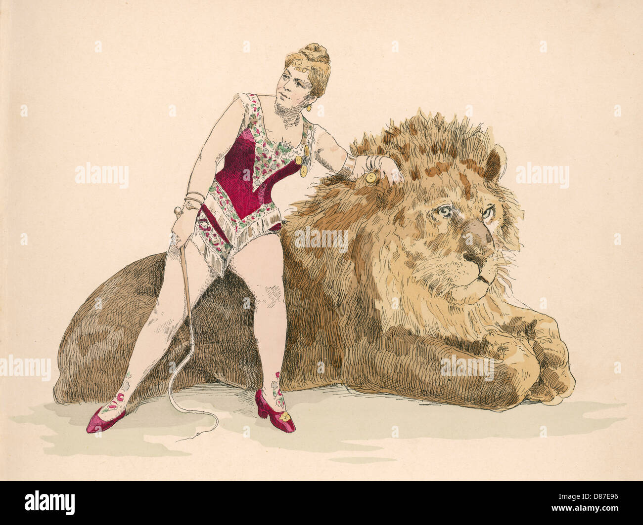 LION TAMER & HER LION Stock Photo Alamy