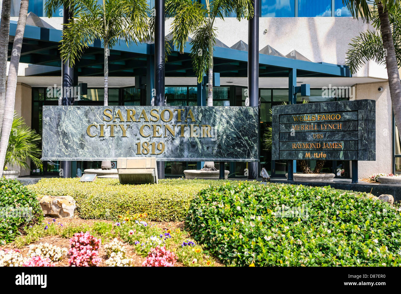 The Sarasota City Center building on Main Street Stock Photo