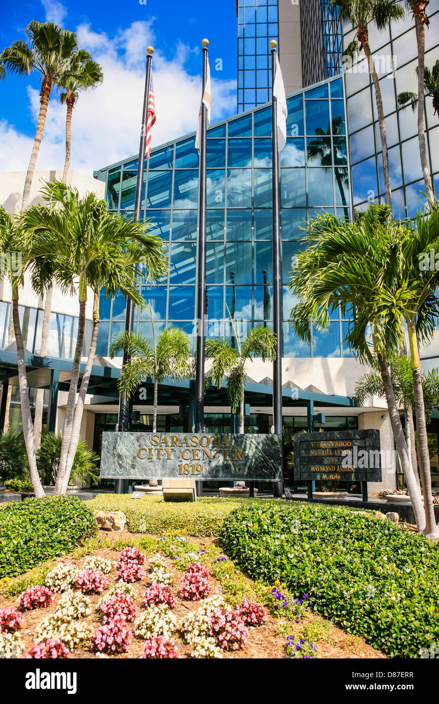 The Sarasota City Center building on Main Street Stock Photo