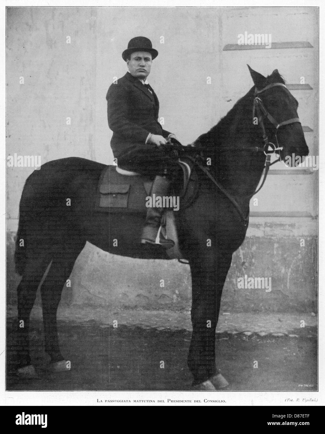 Mussolini On Horse Stock Photo